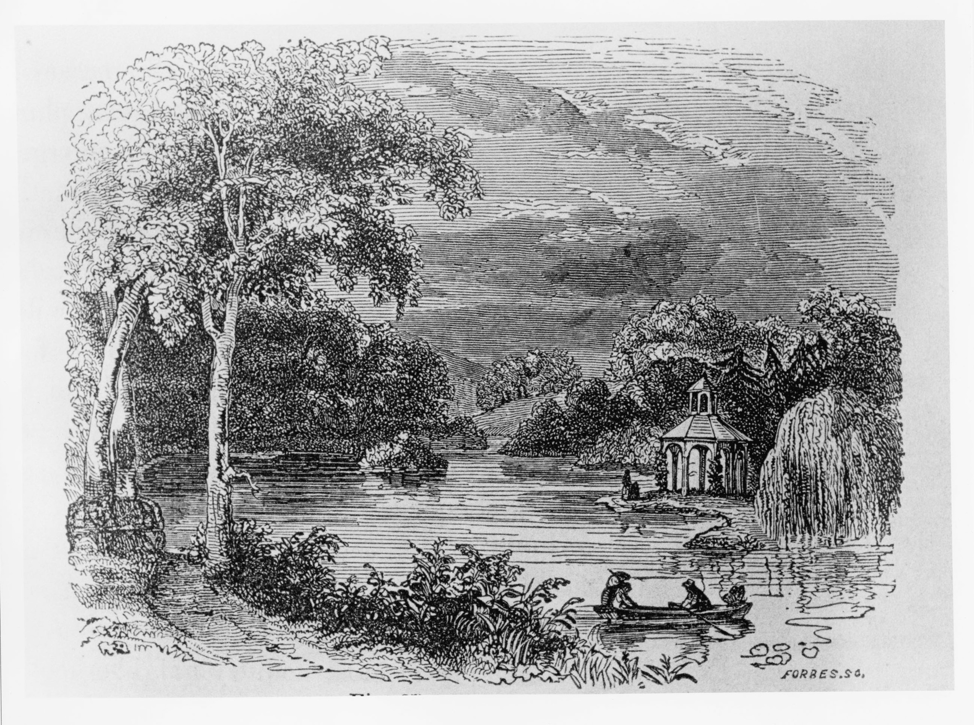 Fig. 11, Anonymous, "The Lake," Montgomery Place, in A. J. Downing, ed., Horticulturist 2, no. 4 (October 1847): 158, fig. 27.