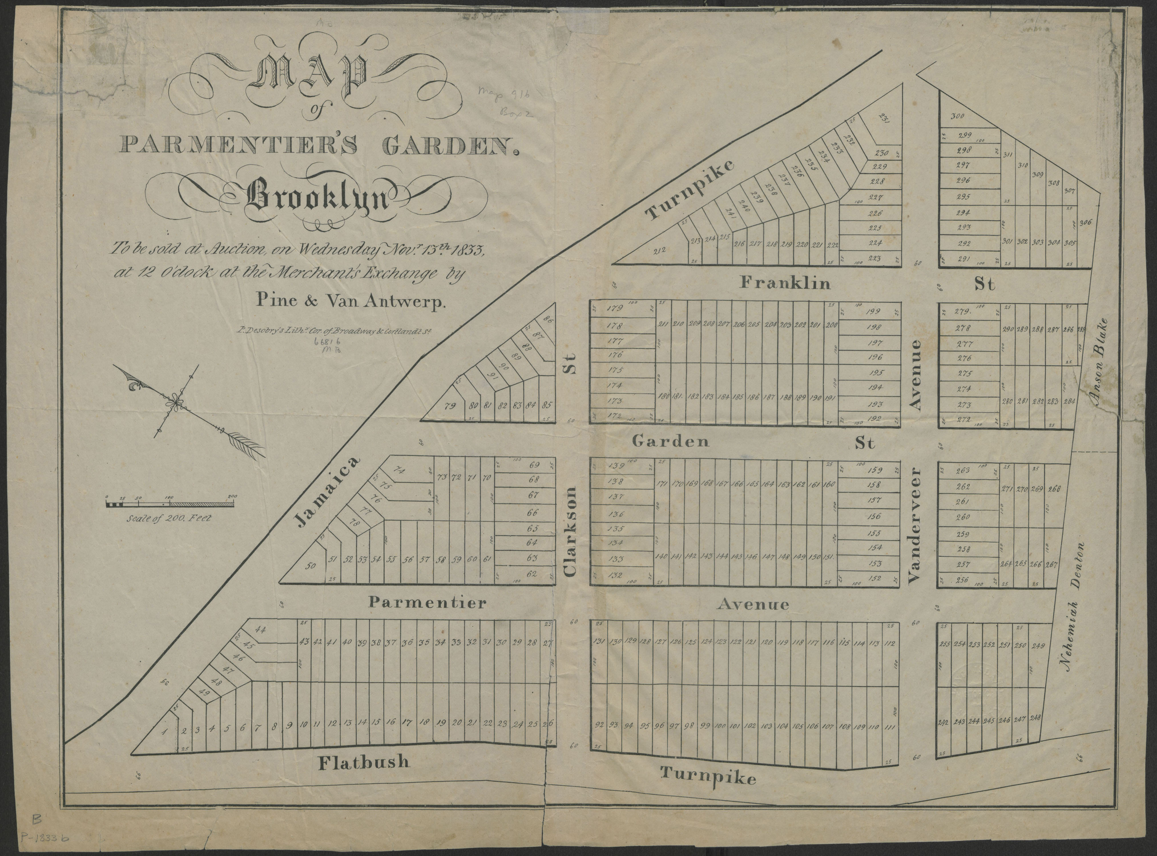 Fig. 3, Anonymous, Map of Parmenter's Garden, c. 1833