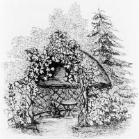 Fig. 2, Anonymous, "A Rustic Alcove," in A.J. Downing, ed. Horticulturist 2, no. 8 (Feb 1848): pl. opp. p.345, fig.4.